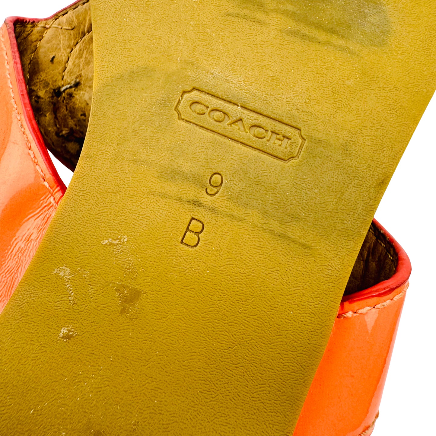 Coach Orange Patent Leather Sandal Slippers (Size 39)