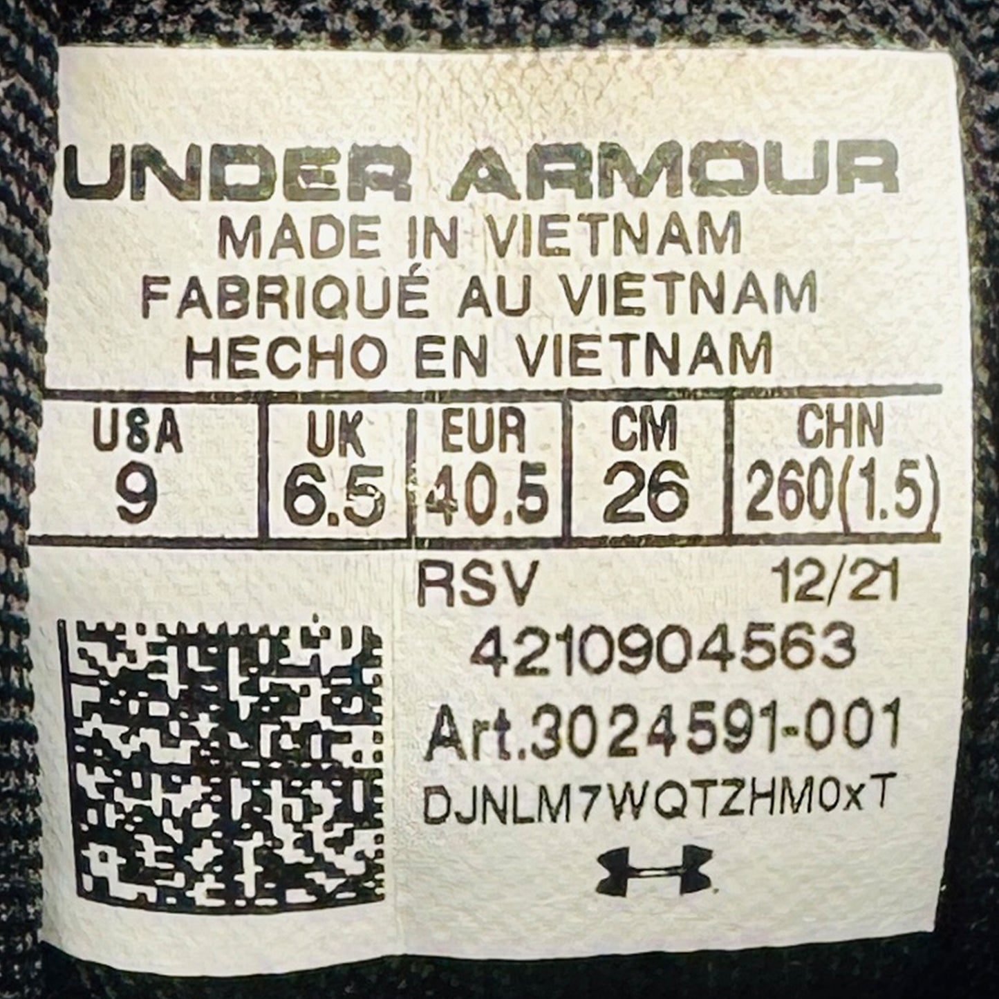 Under Armour Charged Assert 9 Shoes (Size 40.5) - 3024591-001