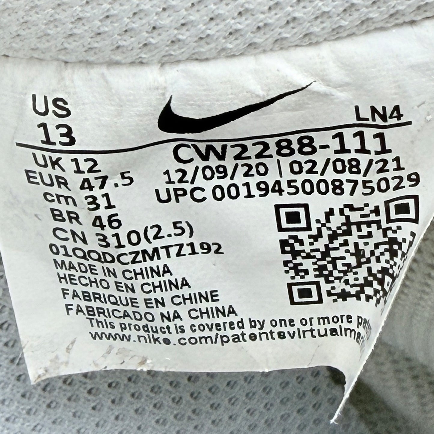 Nike Air Force 1 '07 Sneakers (Size 47.5) - CW2288-111