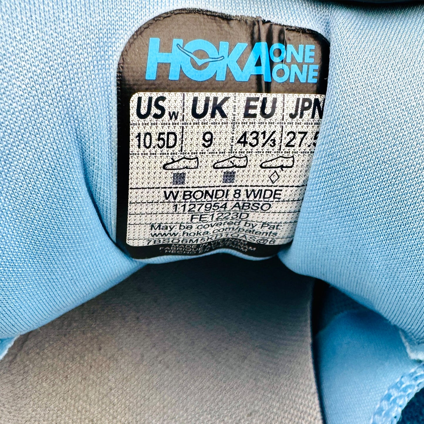 Hoka Bondi 8 Wide 'Airy Blue' Shoes (Size 43.5) - 1127954 ABSO