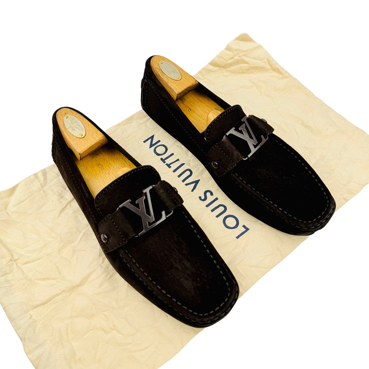 Louis Vuitton Monte Carlo Dark Brown Suede Loafers (Size 42.5)