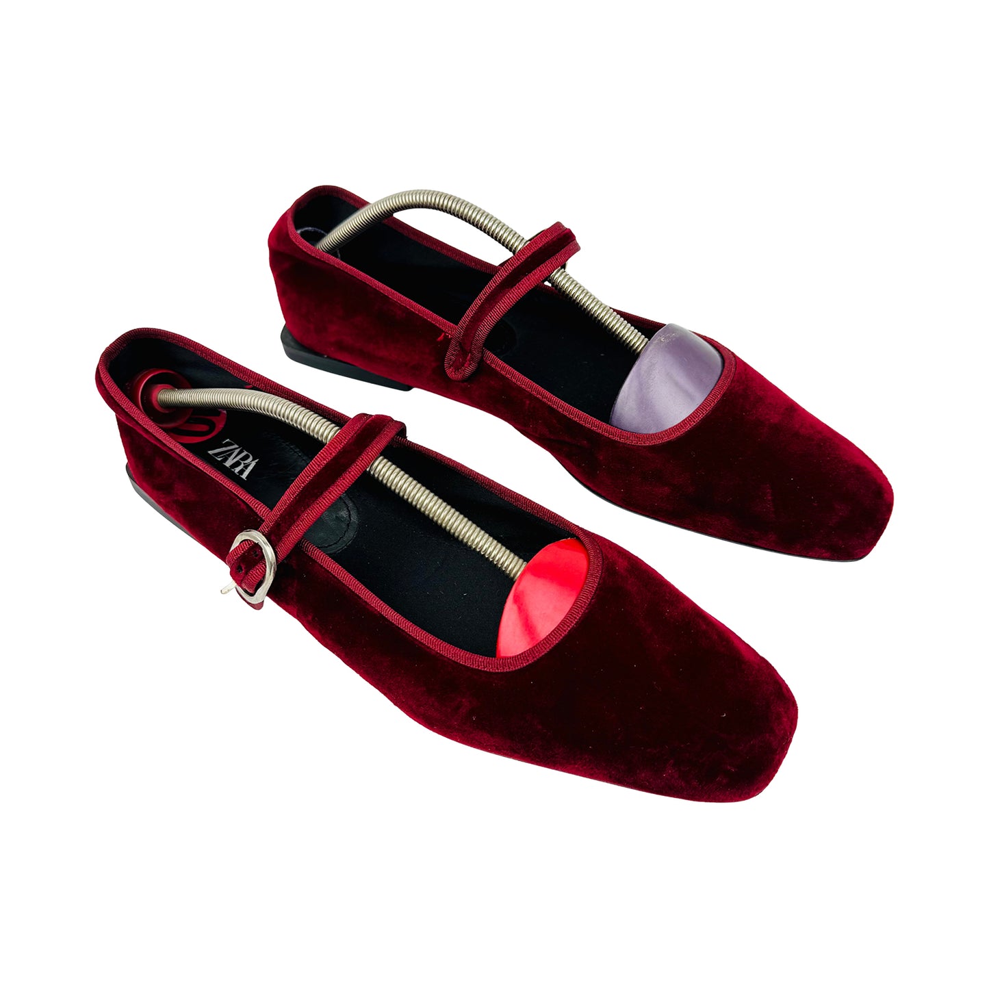 ZARA Velvet Mary Jane Burgundy Shoes (Size 41)