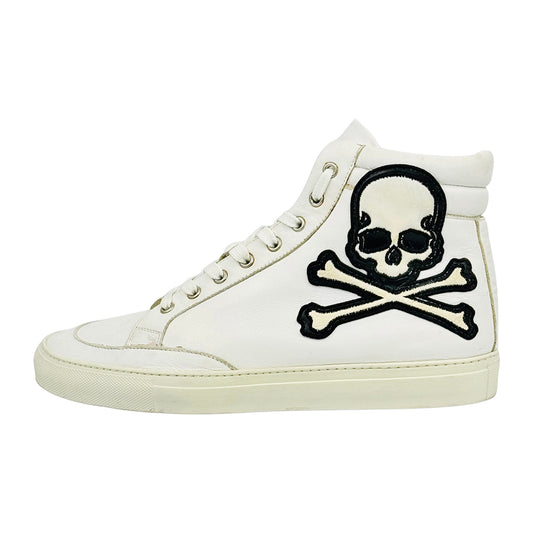 Philipp Plein High-Top Black Skull White Sneakers (Size 41)