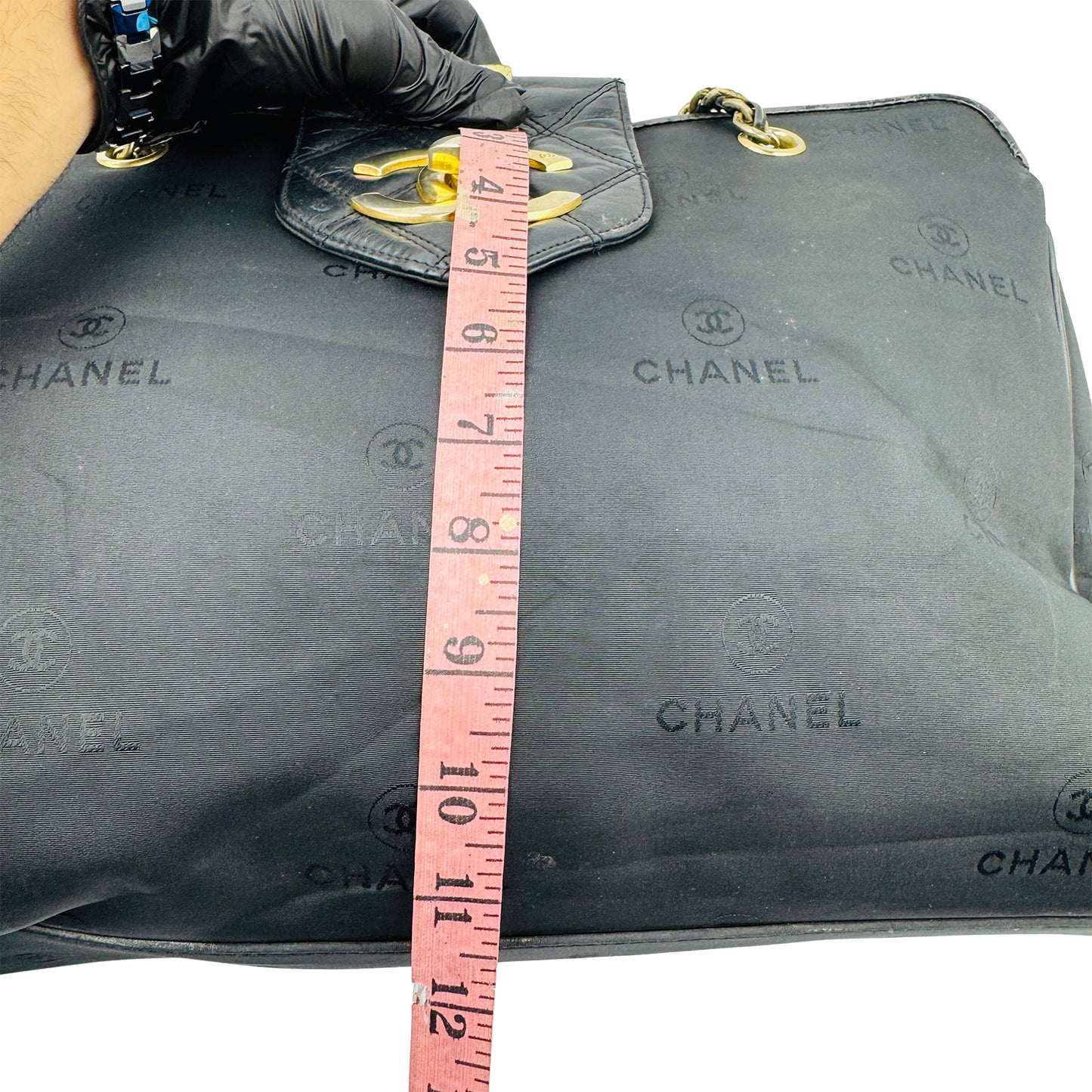 Chanel CC Black Jacquard Nylon French Made Handbag