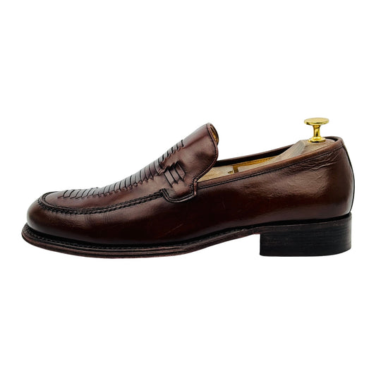 Bally Coreto Woven-Vamp Dark Brown Loafers (Size 42.5)