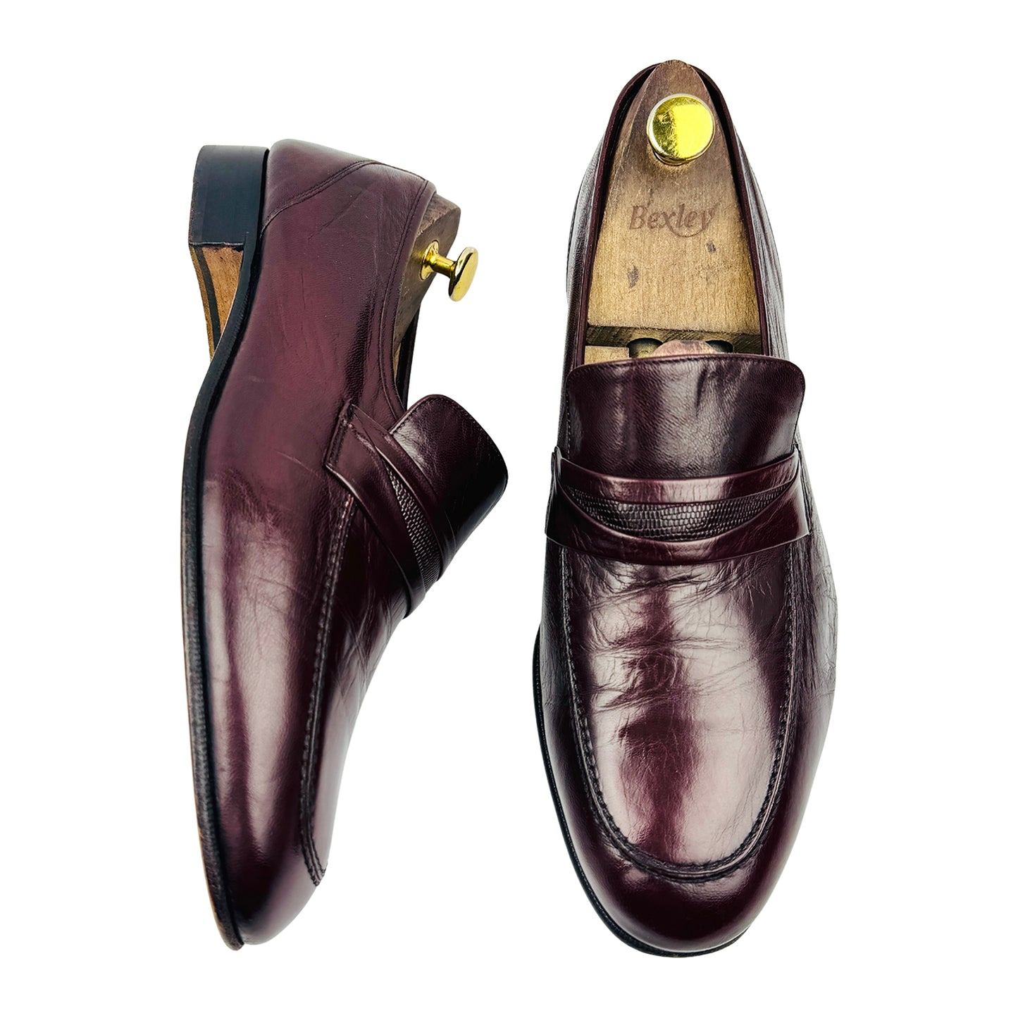 Bally Burgundy Leather Penny Loafers (Size 44)