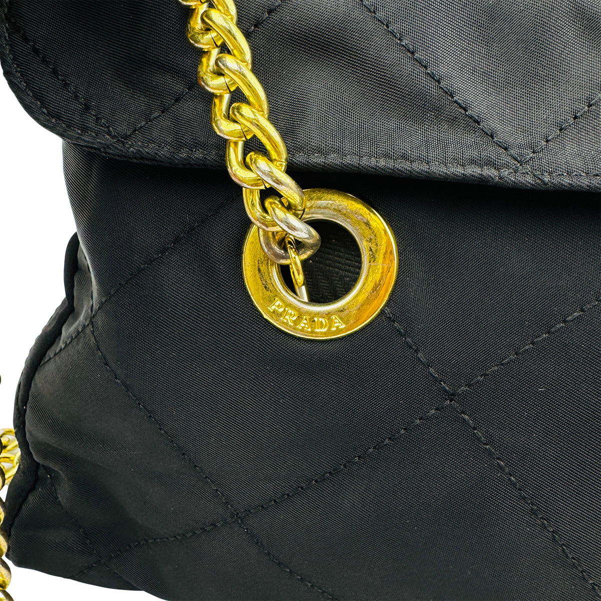 Prada Tessuto Impuntu Quilted Flap Chain Shoulder Bag