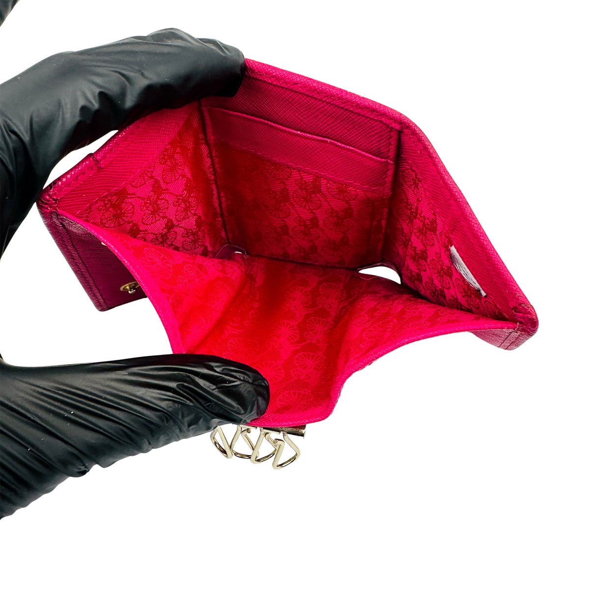 Bean Pole Hot Pink Checkered Key Holder Wallet