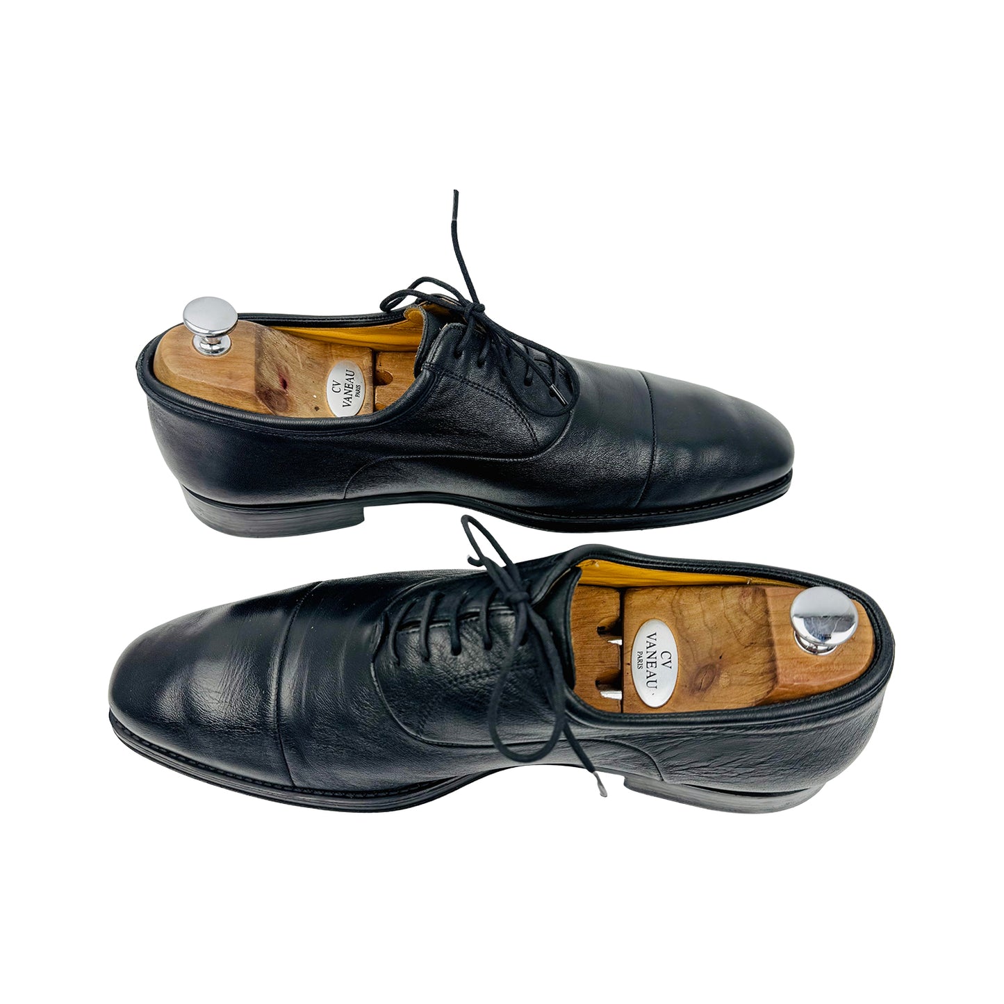 Magnanni Men's Black Leather Cap-Toe Oxfords (Size 44.5)