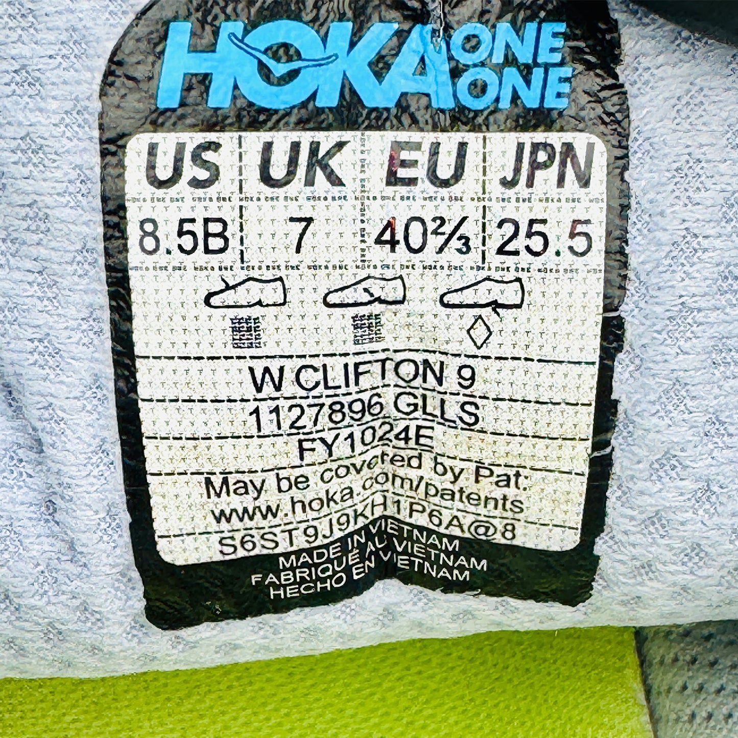 Hoka Clifton 9 Shoes (Size 40.5) - 1127896 GLLS