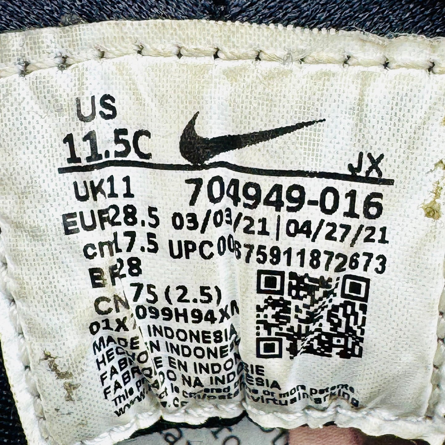 Nike Kid's Huarache Run Black Sneakers (Size 28.5) - 704949-016