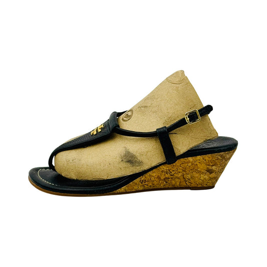 Tory Burch Black Leather Thong Sandals (Size 39)