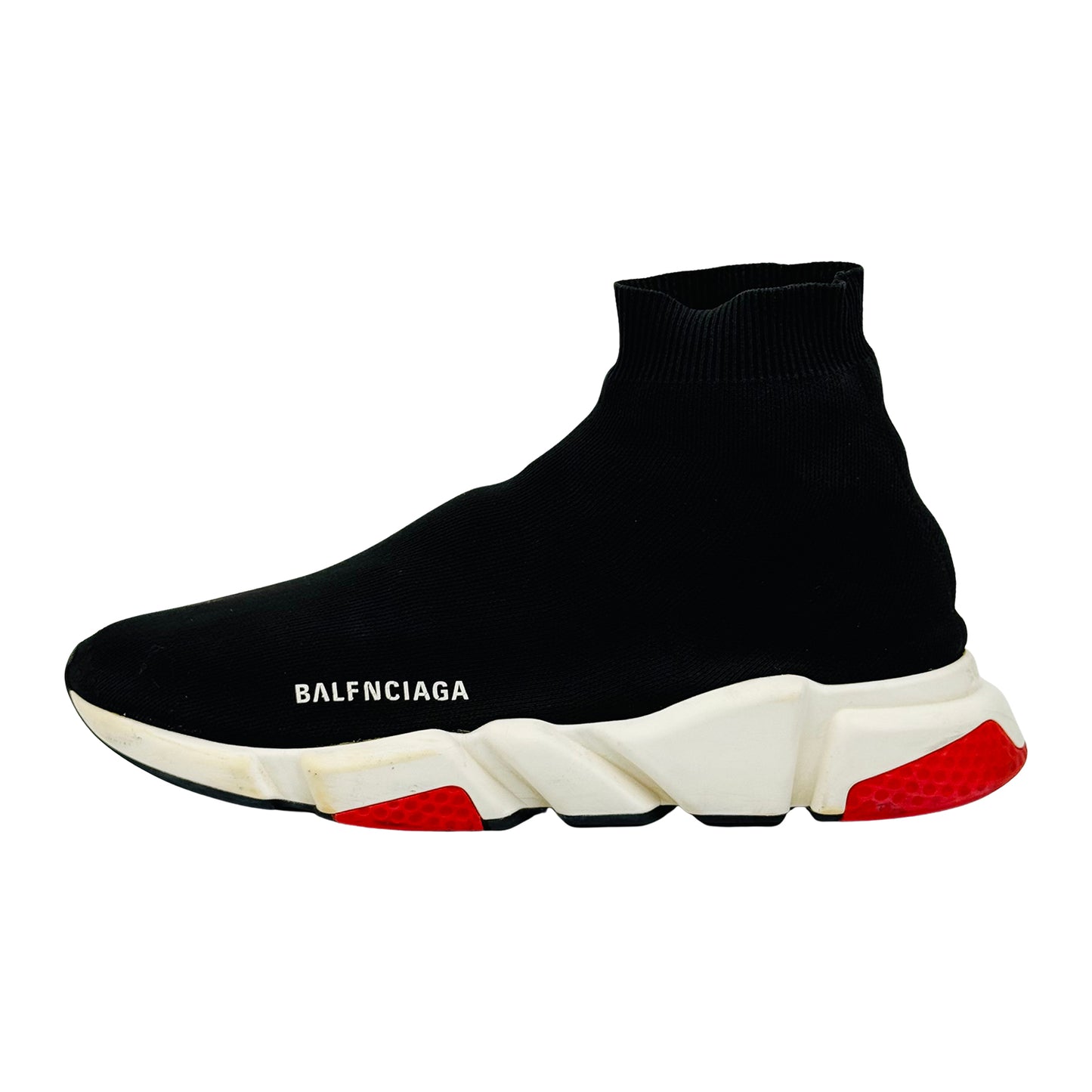 Balenciaga Men's Speed Trainer 'Black White Red' Shoes (Size 43)