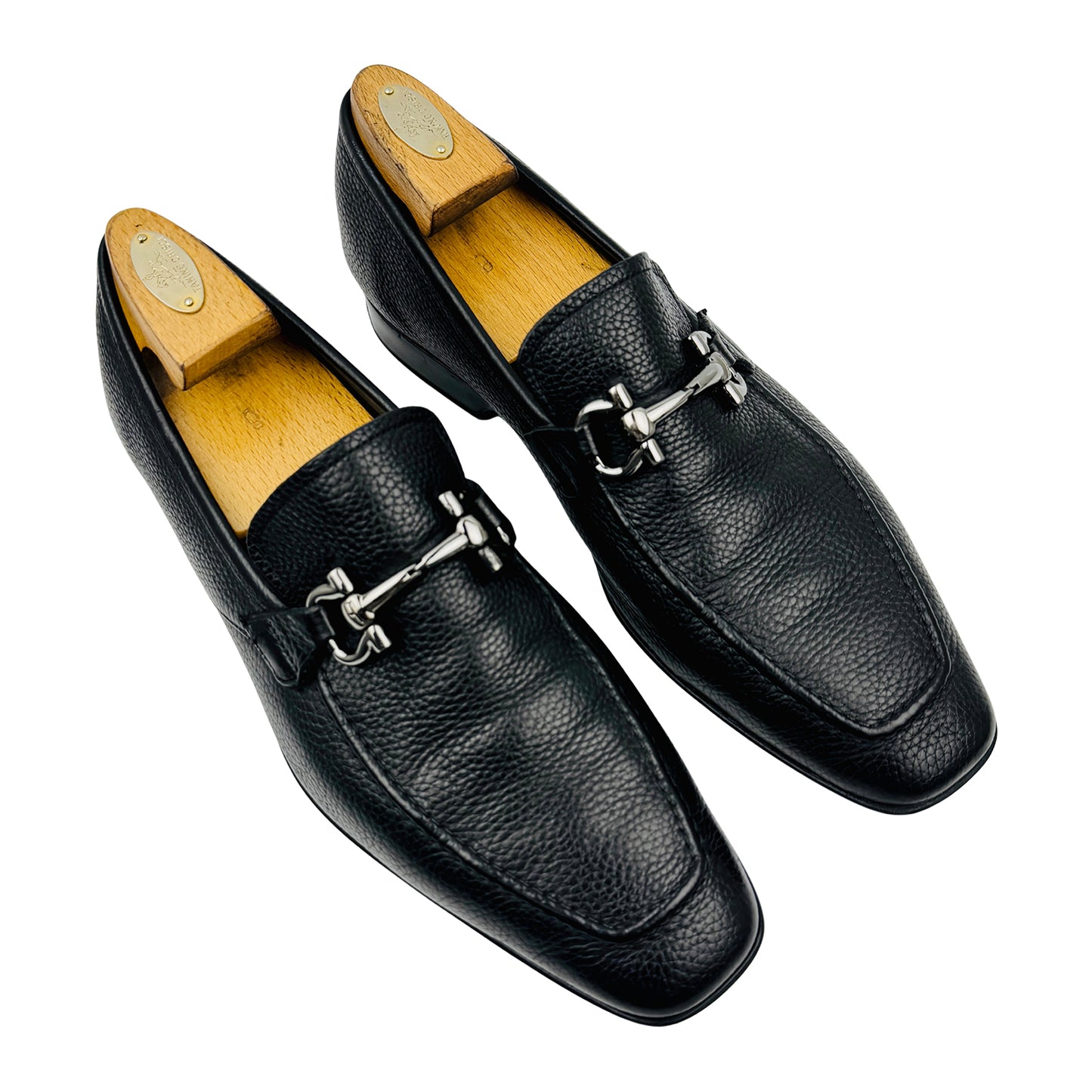 Salvatore Ferragamo Black Pebbled Leather Loafers (Size 43/43.5)