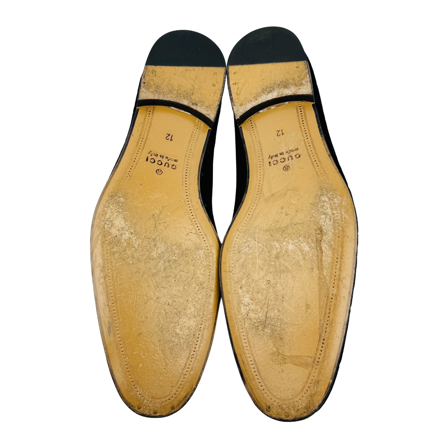 Gucci Men's Jordaan Black GG Velvet Bit Loafers (Size 45)