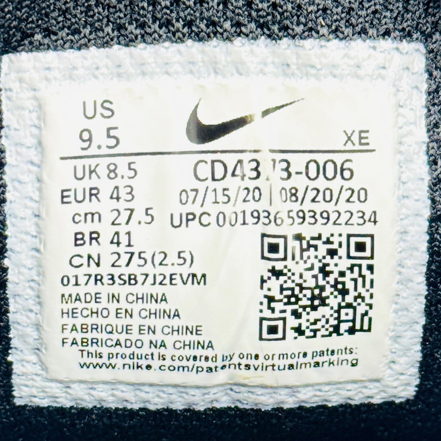 Nike Men's React Vision Shoes (Size 43) - CD4373-006