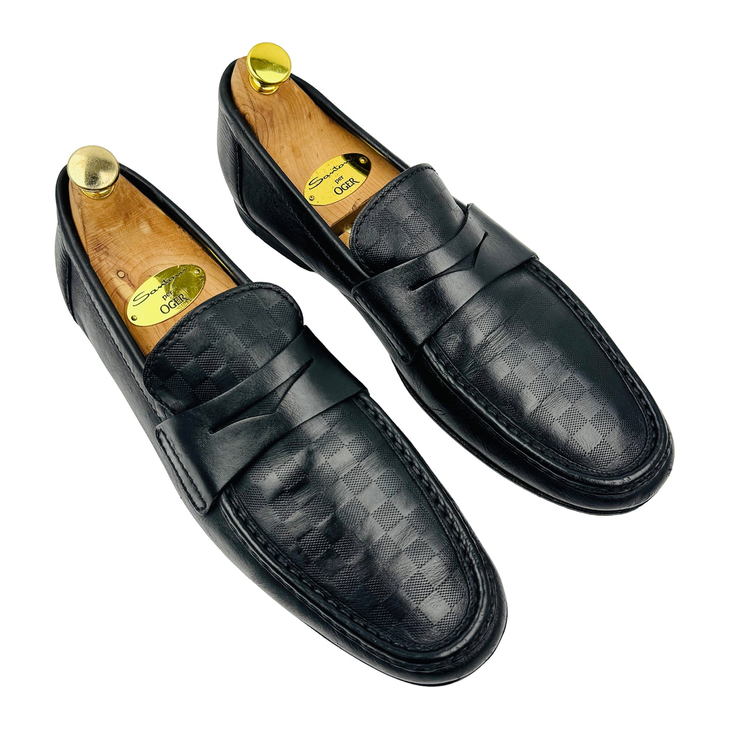 Louis Vuitton Black Damier Infiniti Embossed Leather Loafers (Size 43)