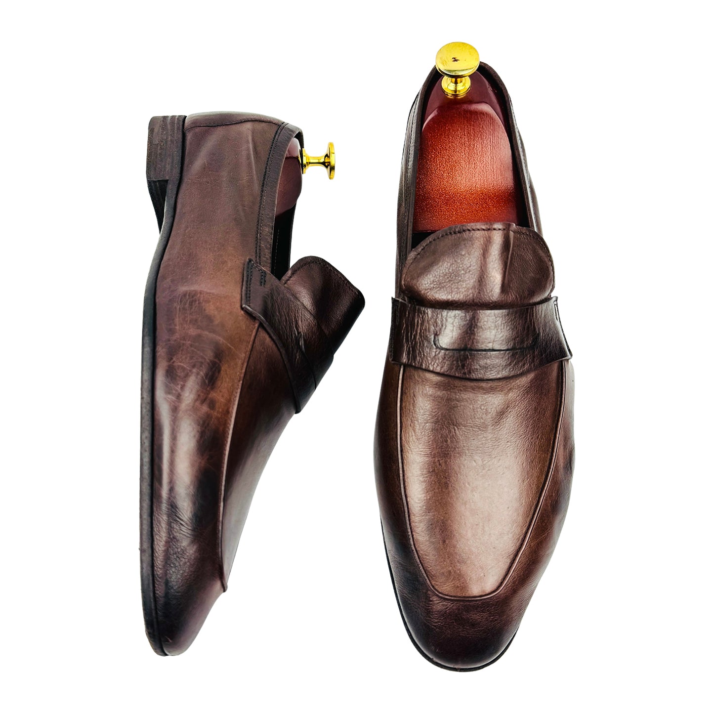 Berluti Lorenzo Brown Leather Penny Loafers (Size 43)