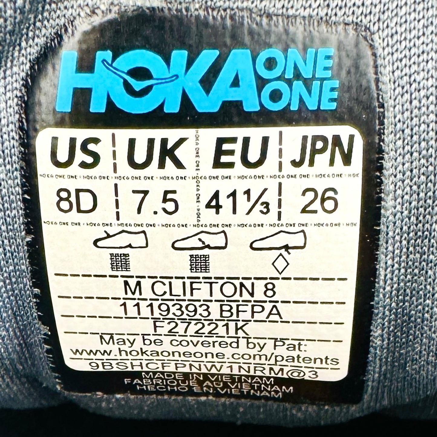 Hoka Clifton 8 'Blue Fog' Shoes (Size 41.5) - 1119393 BFPA