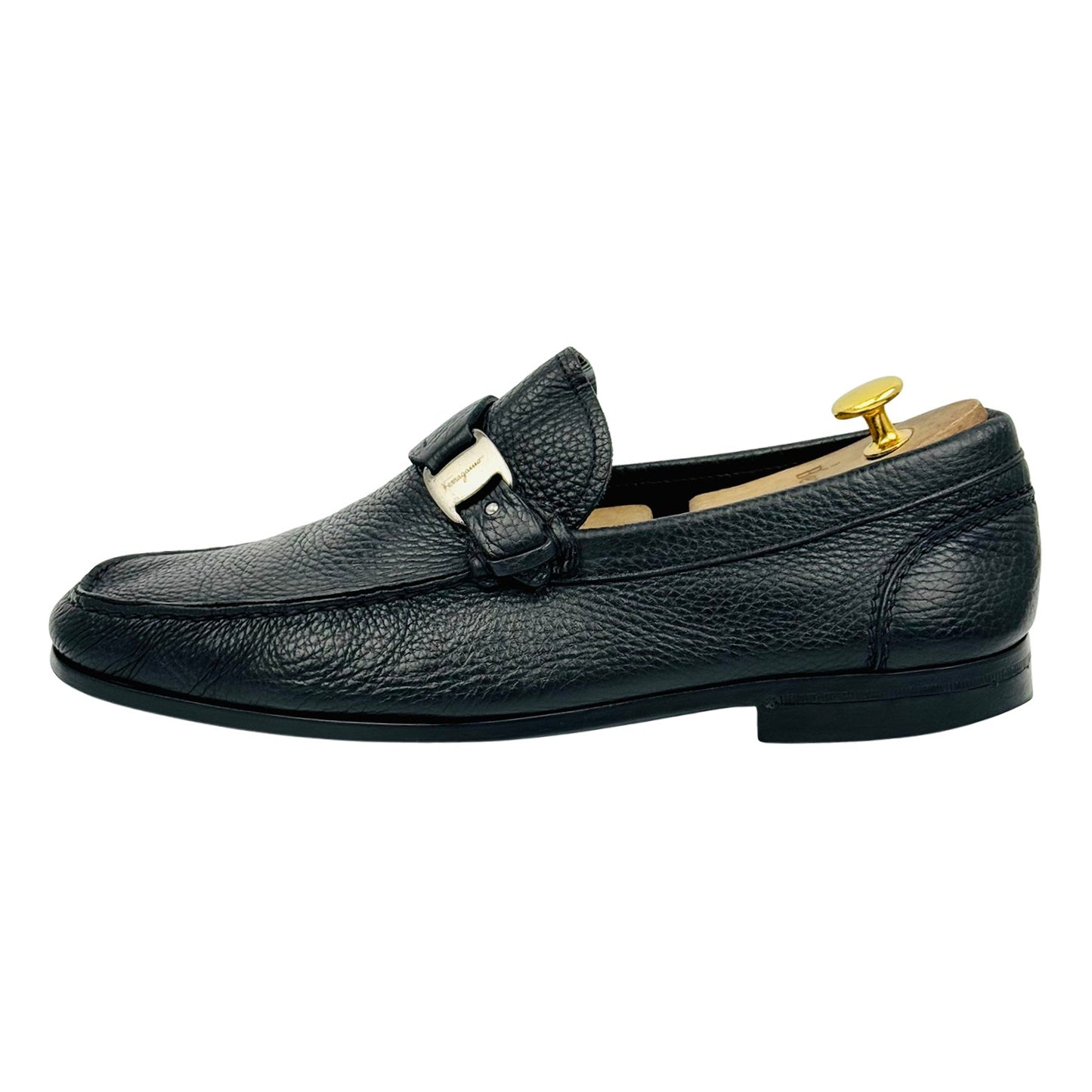 Salvatore Ferragamo Black Grain Leather Loafer (Size 43.5)