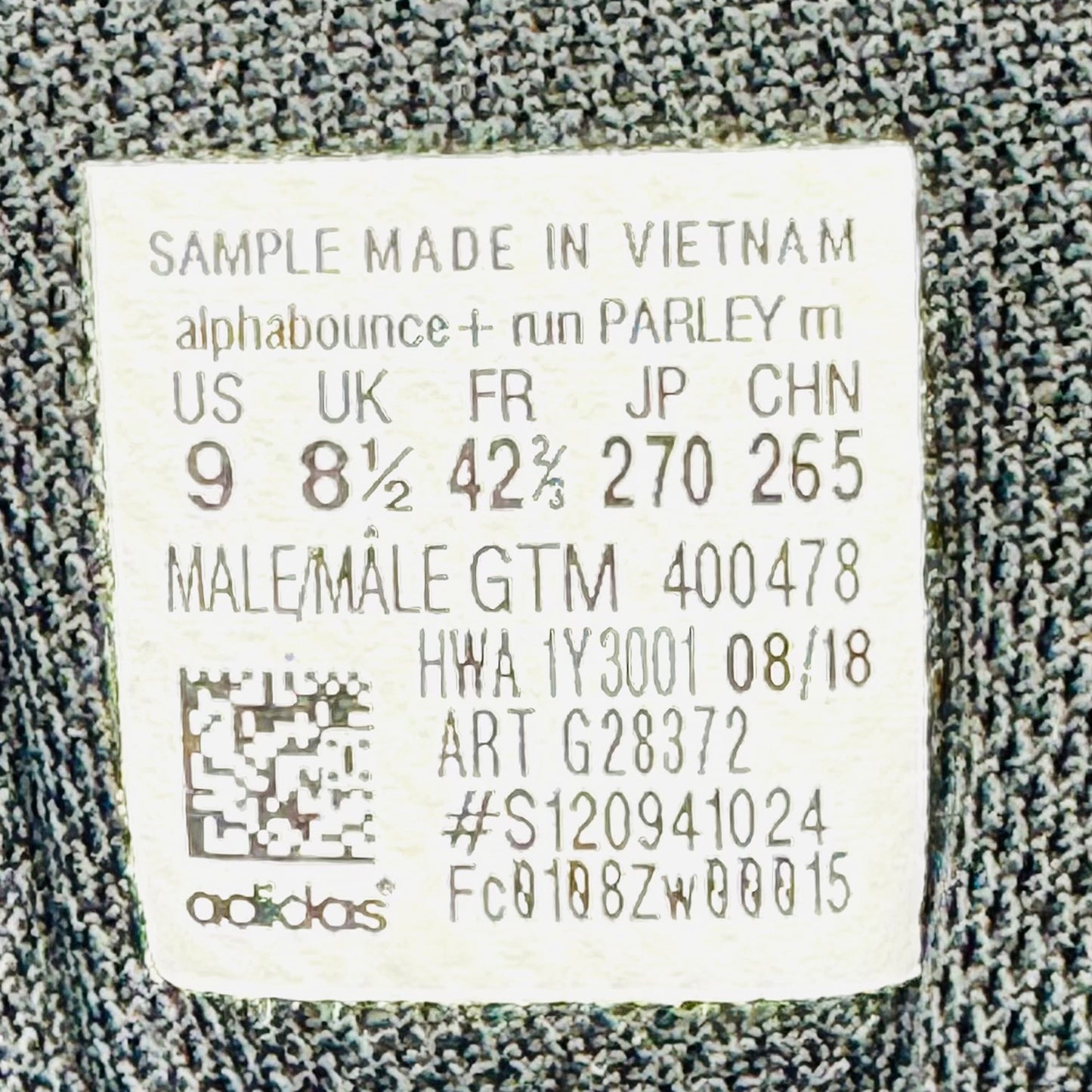 Adidas Alphabounce Run Parley Shoes (Size 42.5) - G28372