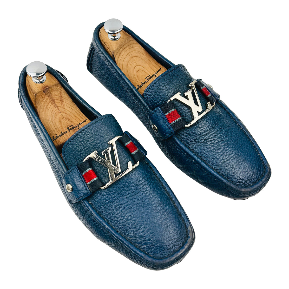 Louis Vuitton Monte Carlo Blue Leather Loafers (Size 42)