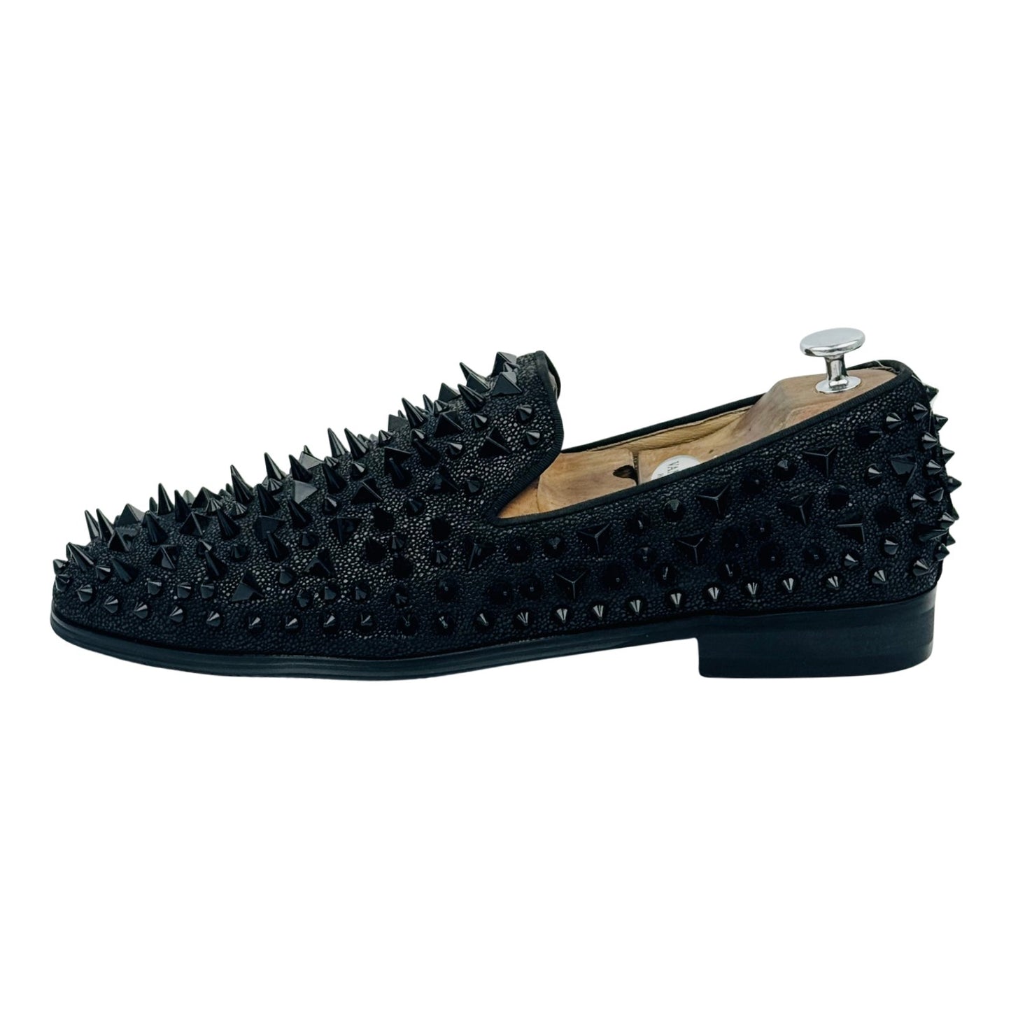 LTTL Men's Black Spiked Loafers (Size 45)