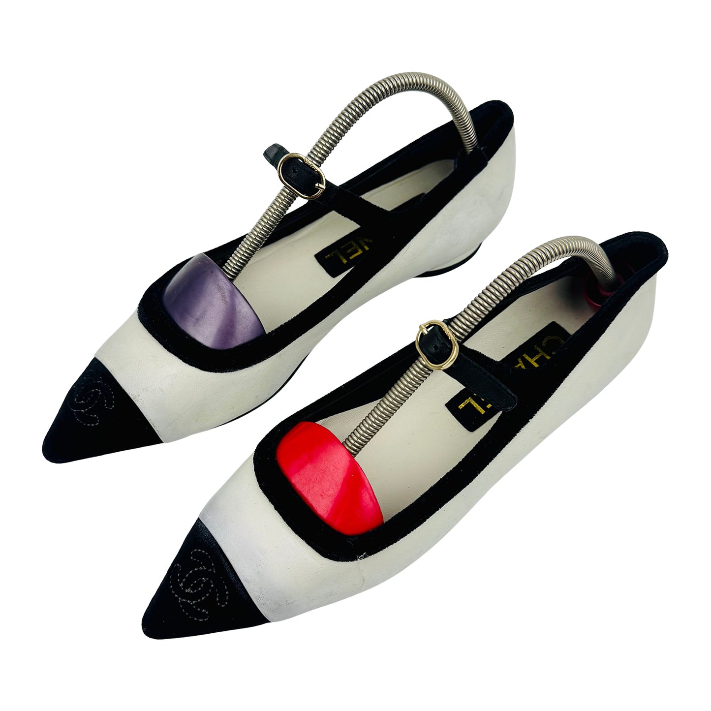 Chanel Mary Jane Black White Ballet Flats (Size 36)