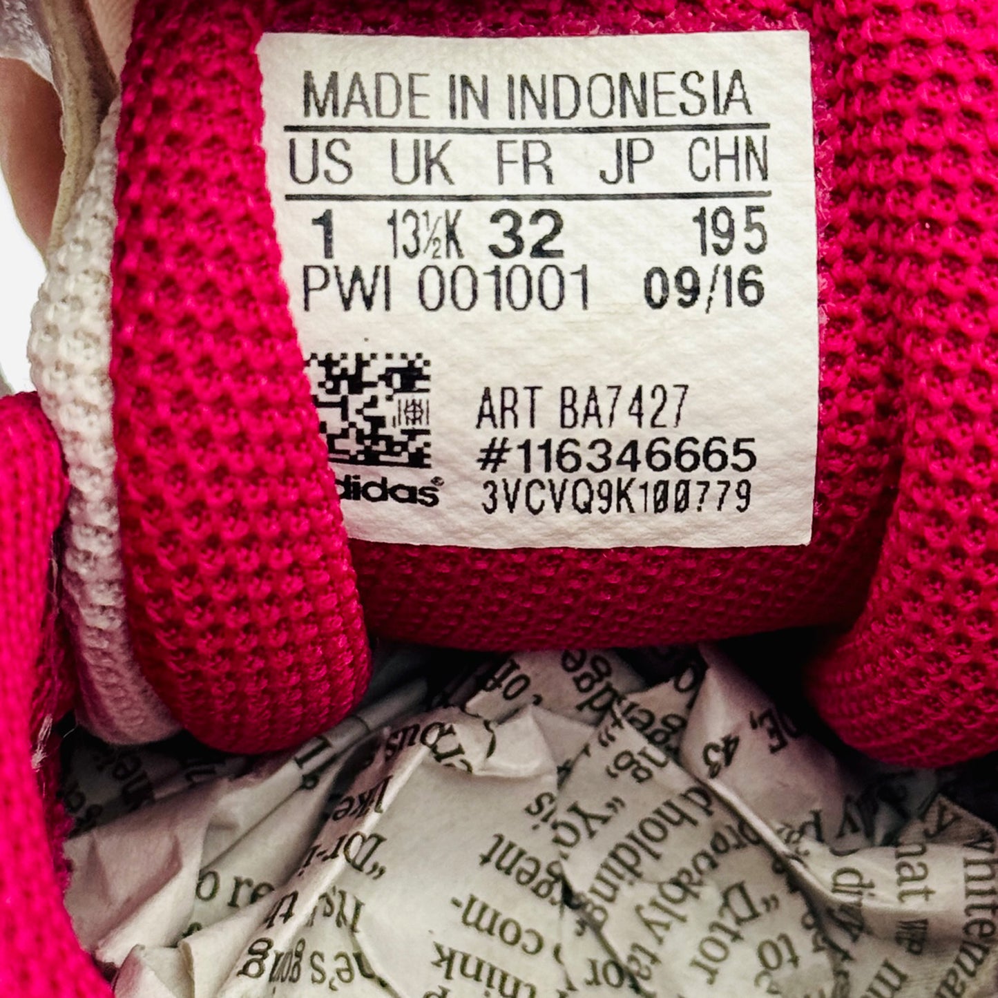 Inside Made, Size, Code printing image of Adidas Kid's AltaRun Sports Shoes (Size 32) - BA7427