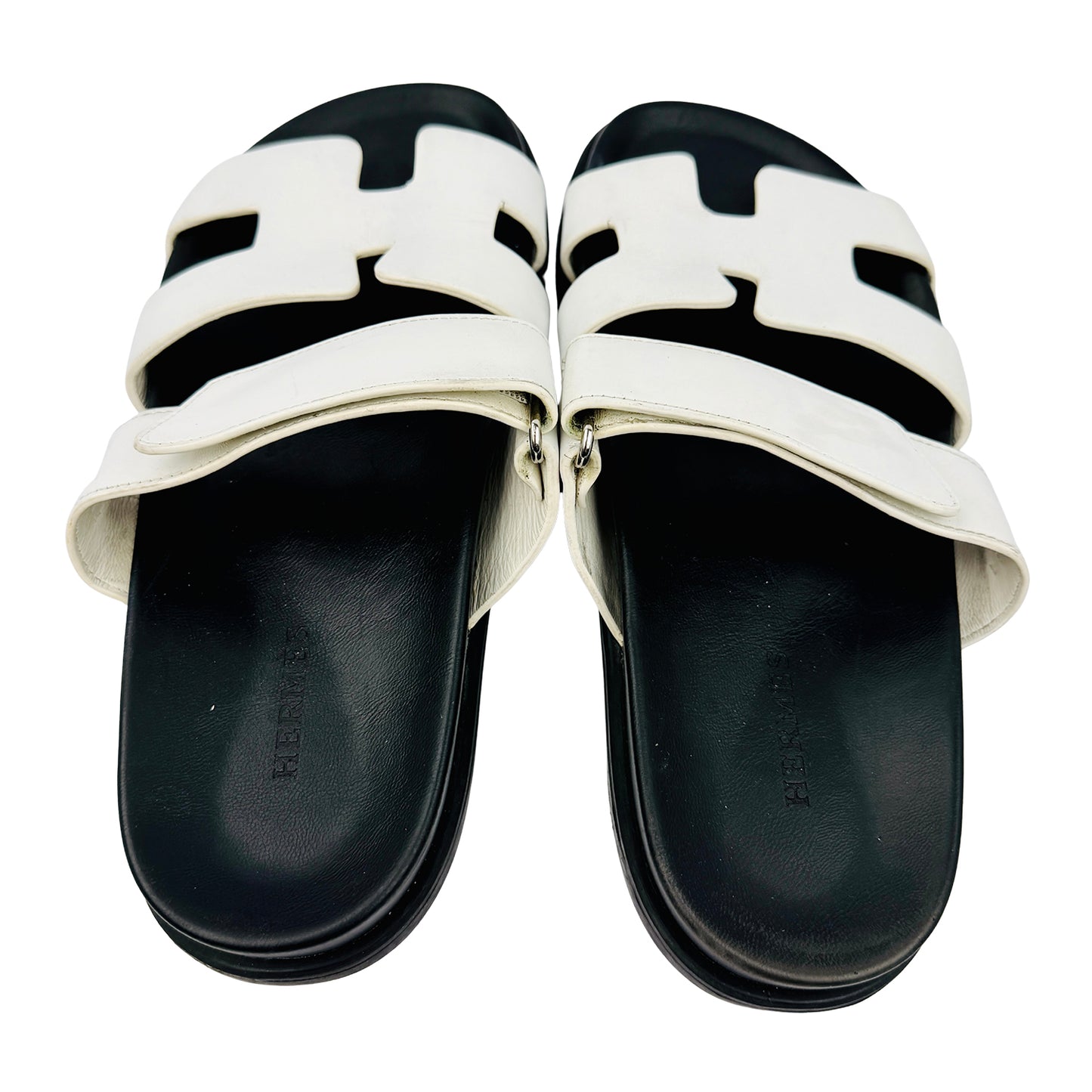 Hermes Chypre Black White Slippers (Size 38/39) - FR211114Z