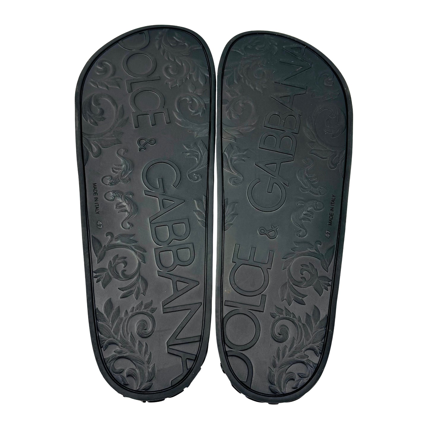 Dolce & Gabbana Men's Black Logo Slides (Size 47)