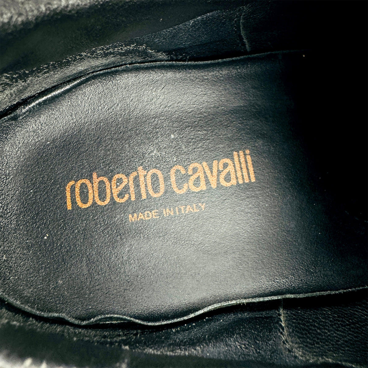 Roberto Cavalli RC Monogram Black Leather Sneakers (Size 41/41.5)