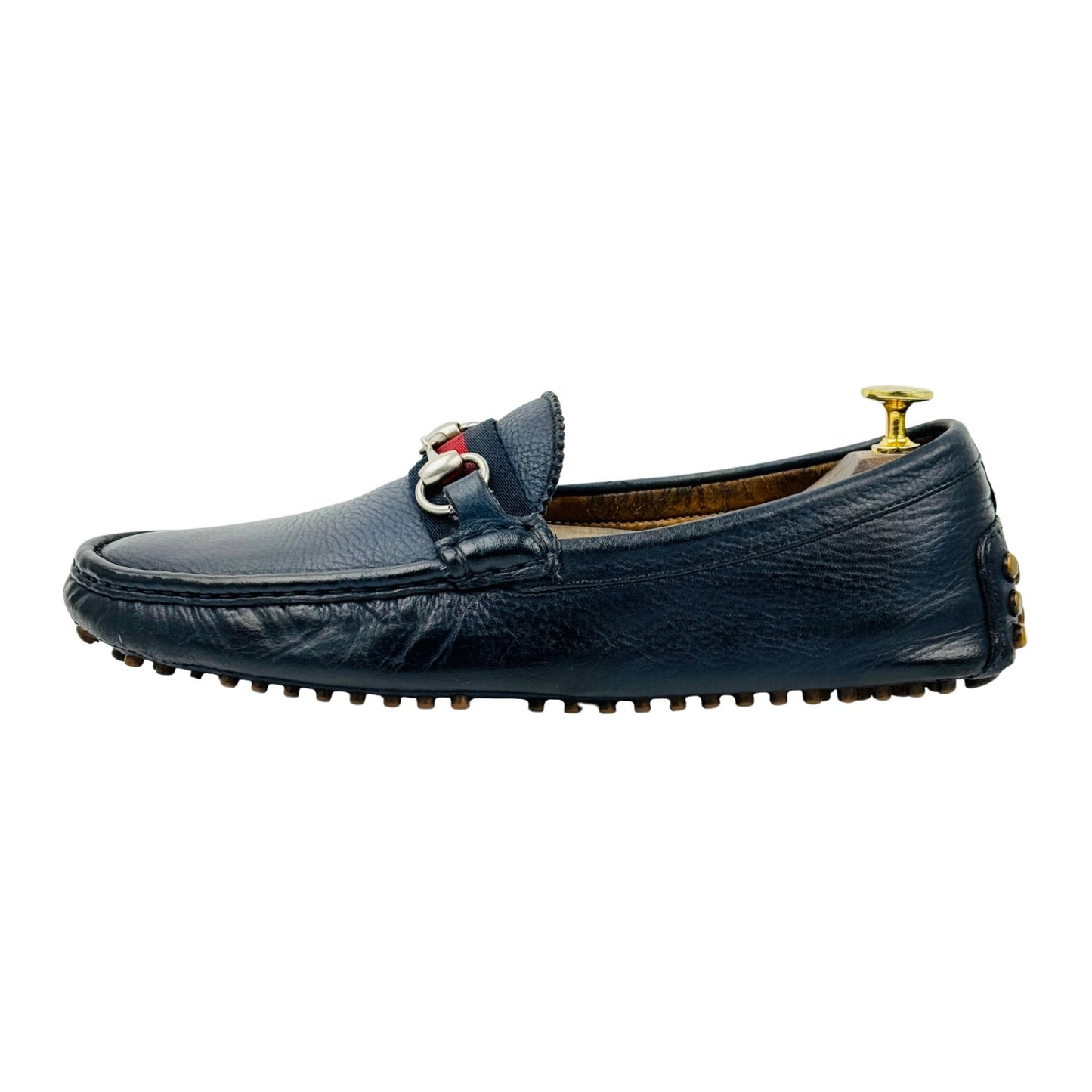 Gucci Men's Navy Blue Horsebit Loafers (Size 42)