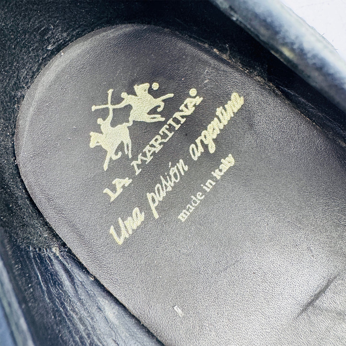 LA Martina Men's Navy Blue Leather Loafers (Size 44.5/45)