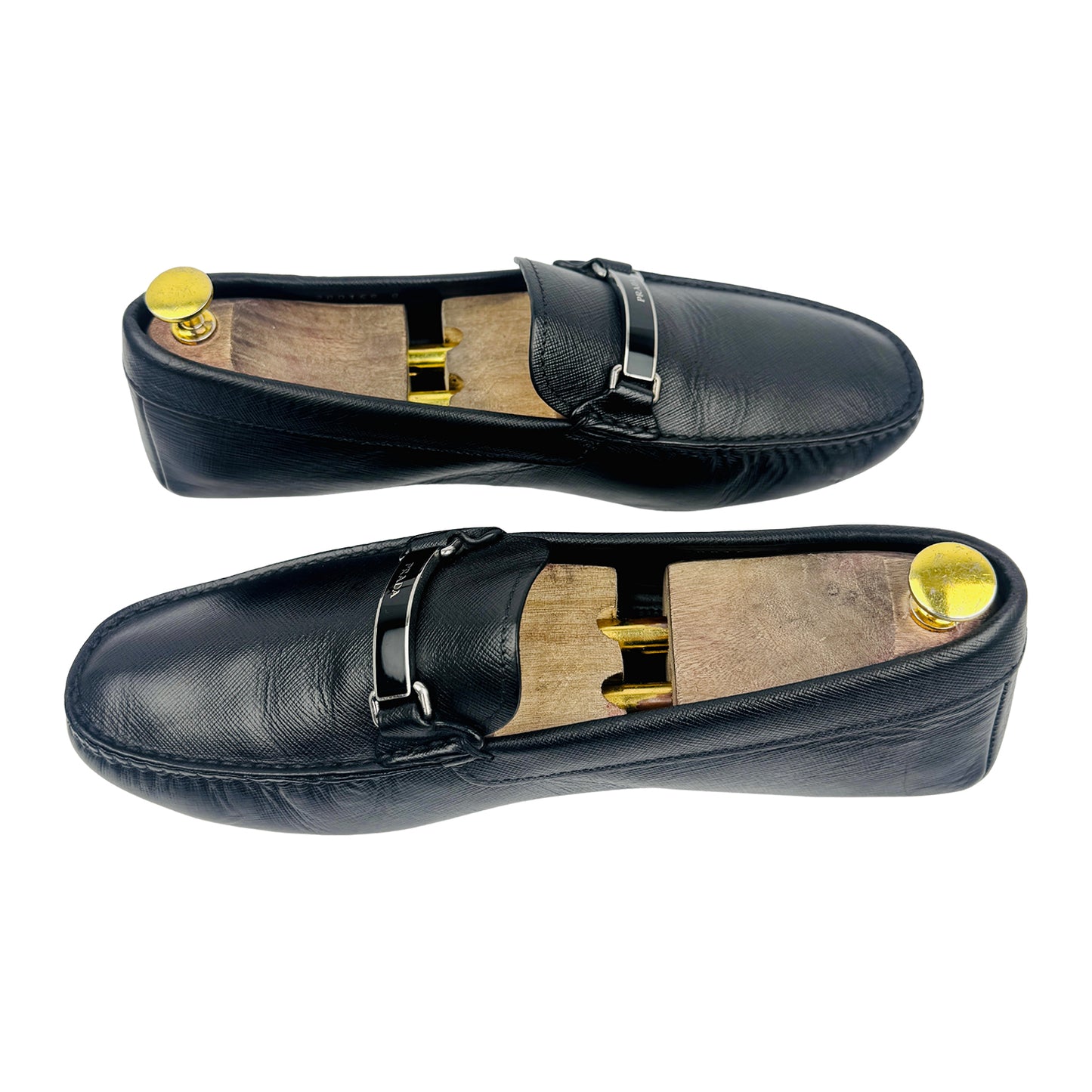 Prada Saffiano Black Leather Loafers (Size 42.5) - 2DD159