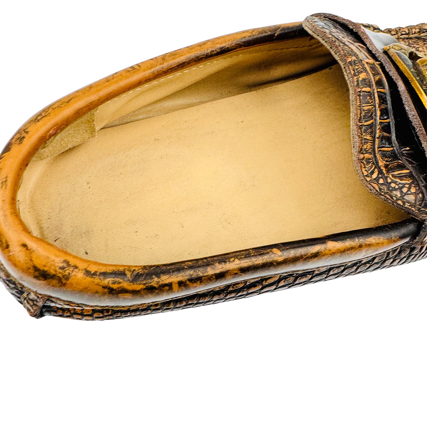 Versace Brown Crocodile Embossed Leather Loafers (Size 40)