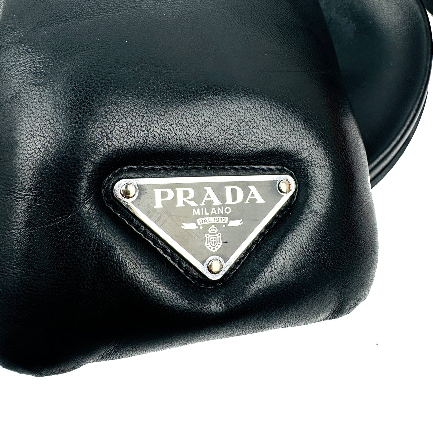 Prada Black Padded Nappa Leather Slides (Size 39)