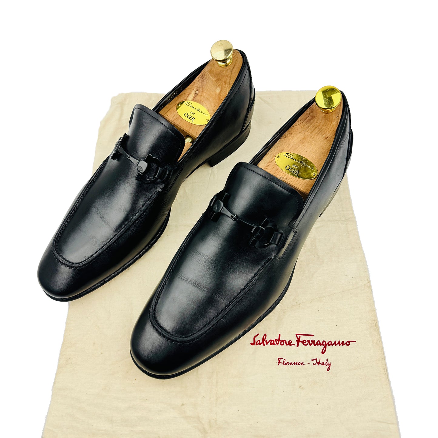 Salvatore Ferragamo Black Leather Gancini Bit Loafers (Size 43.5)
