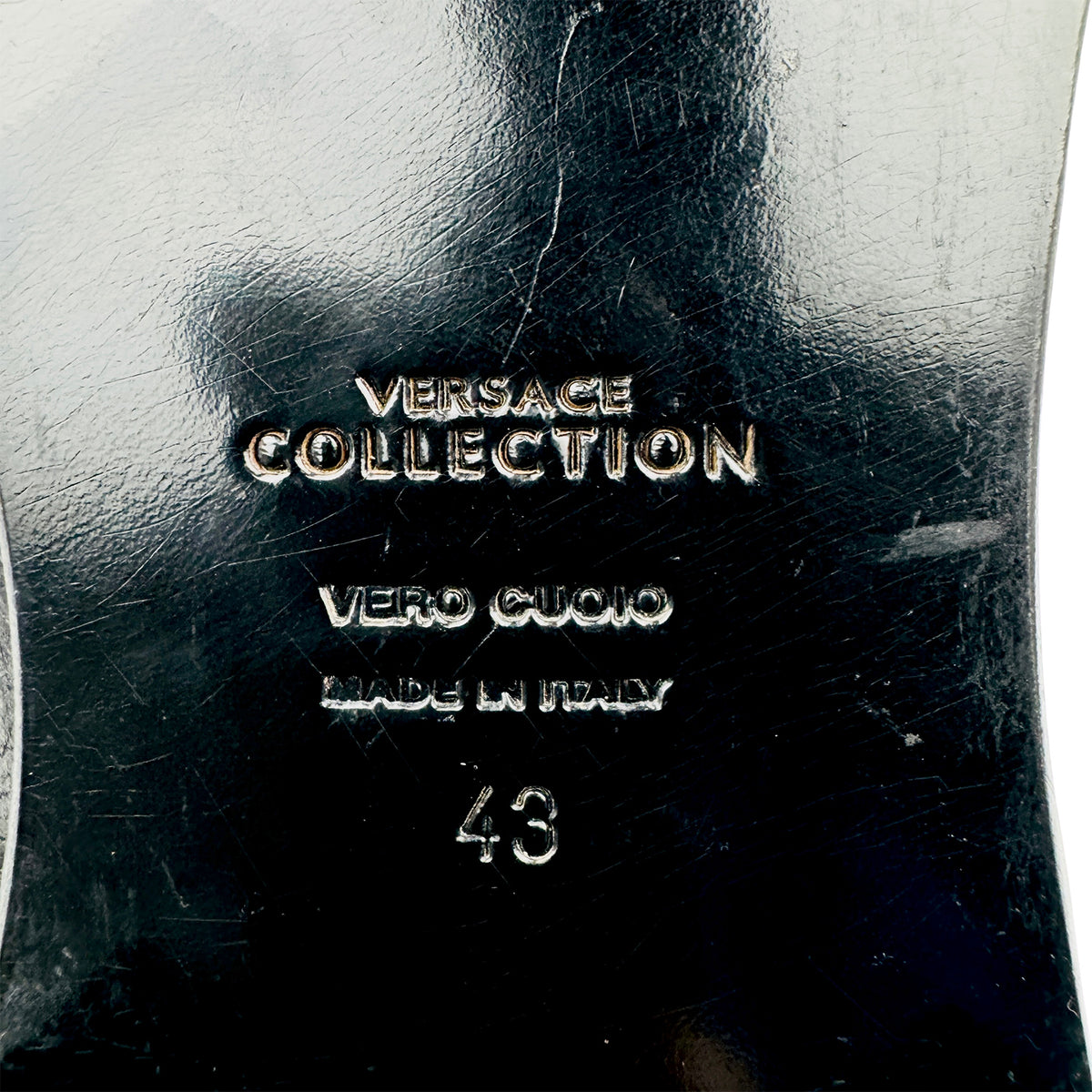 Versace Collection Studded Toe Black Leather Shoes (Size 43/43.5)