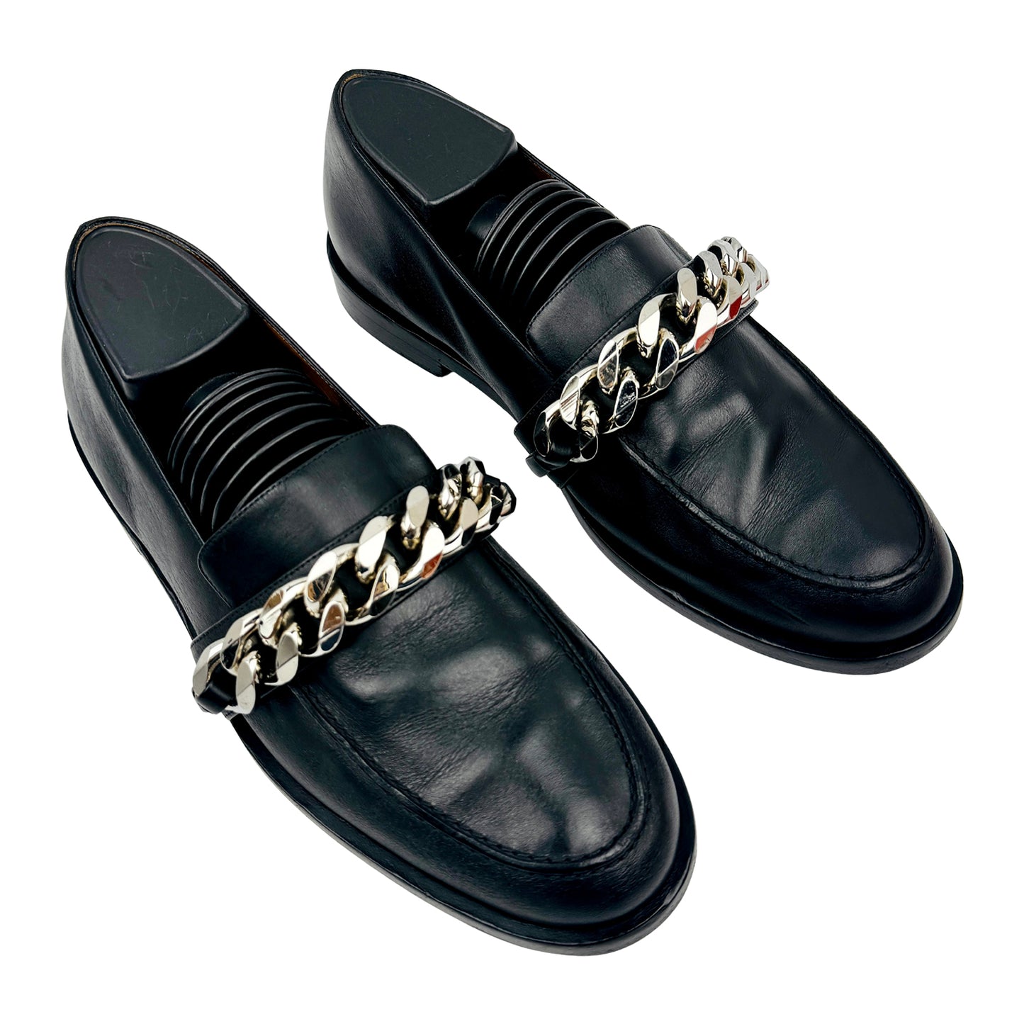 Givenchy Black Leather Chain-Link Loafers (Size 40)