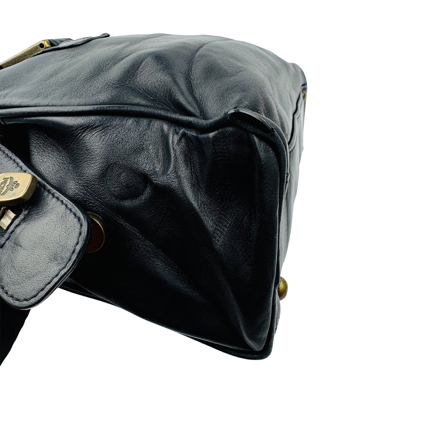 MCM Black Boston Leather Shoulder Bag