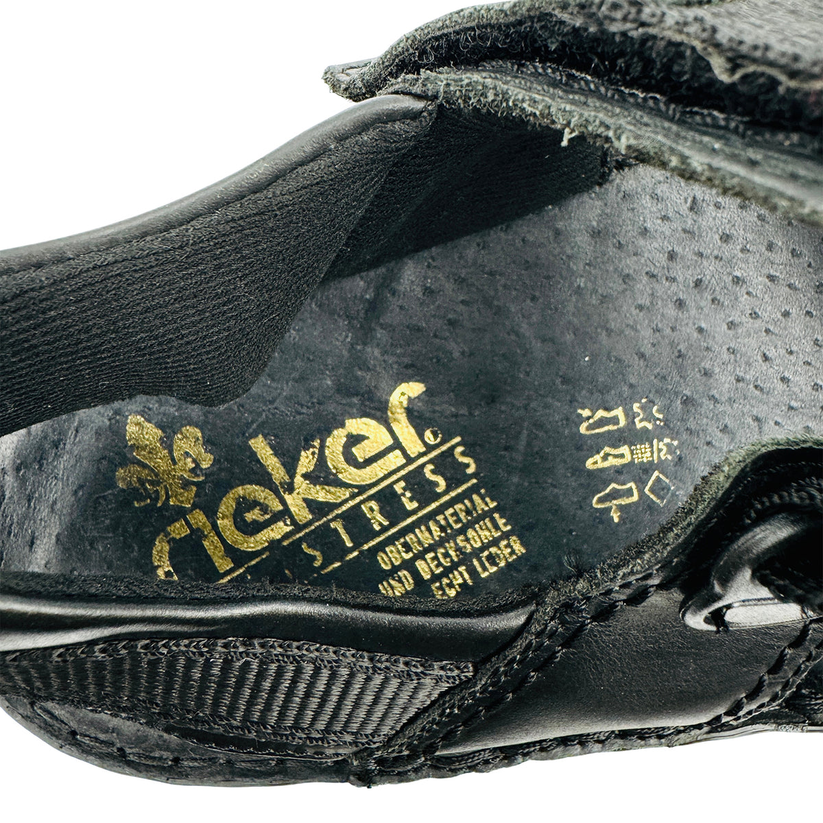 Rieker Black Leather Velcro Strap Sandals (Size 40)