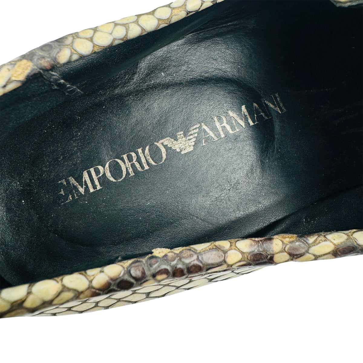 Emporio Armani Python Print Leather Loafers (Size 40)