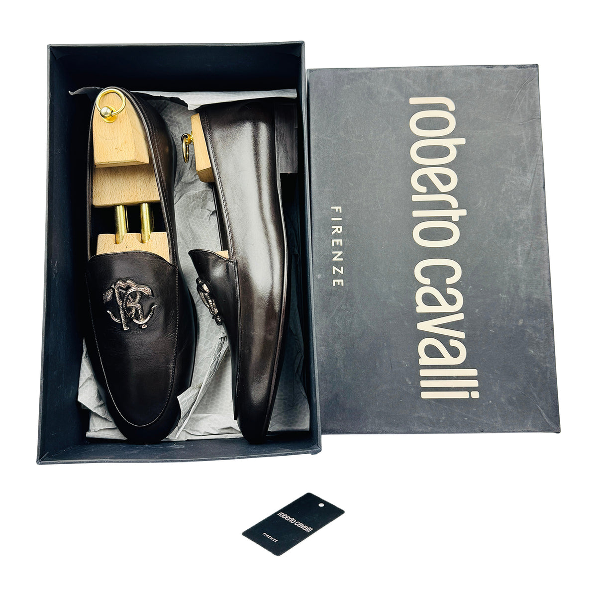 Roberto Cavalli RC Monogram Leather Loafers (Size 46)