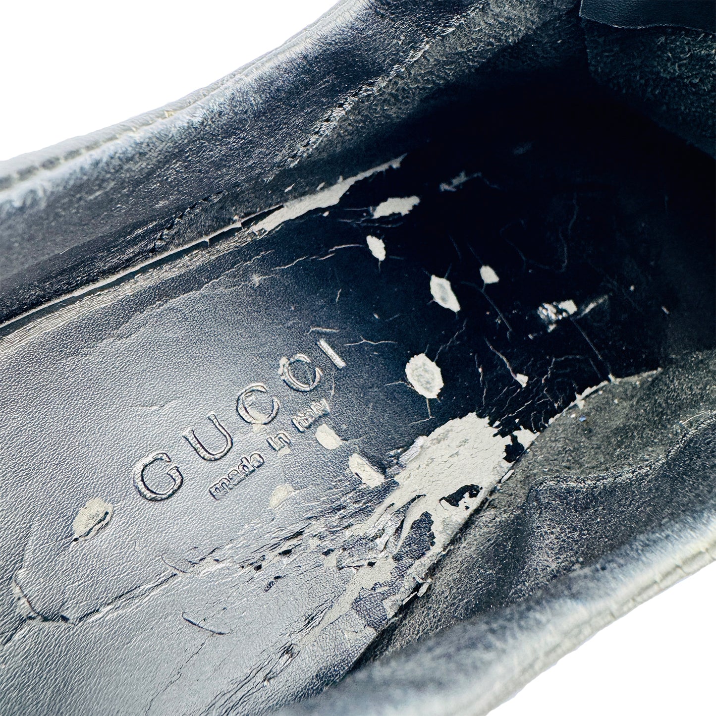 Gucci Men's GG Logo Black Leather Sneakers (Size 42/42.5)
