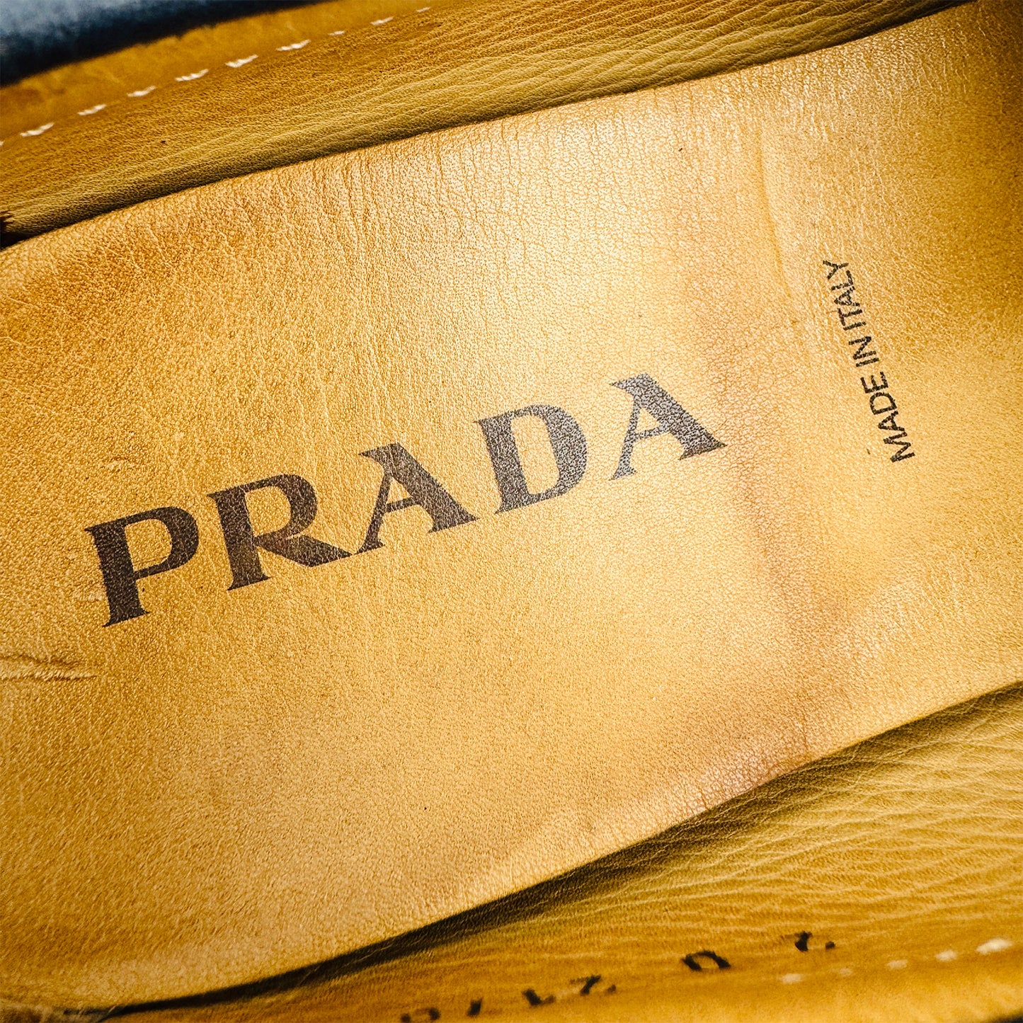 Prada Men's Grained Leather Metal Logo Driving Loafers (Size 42)