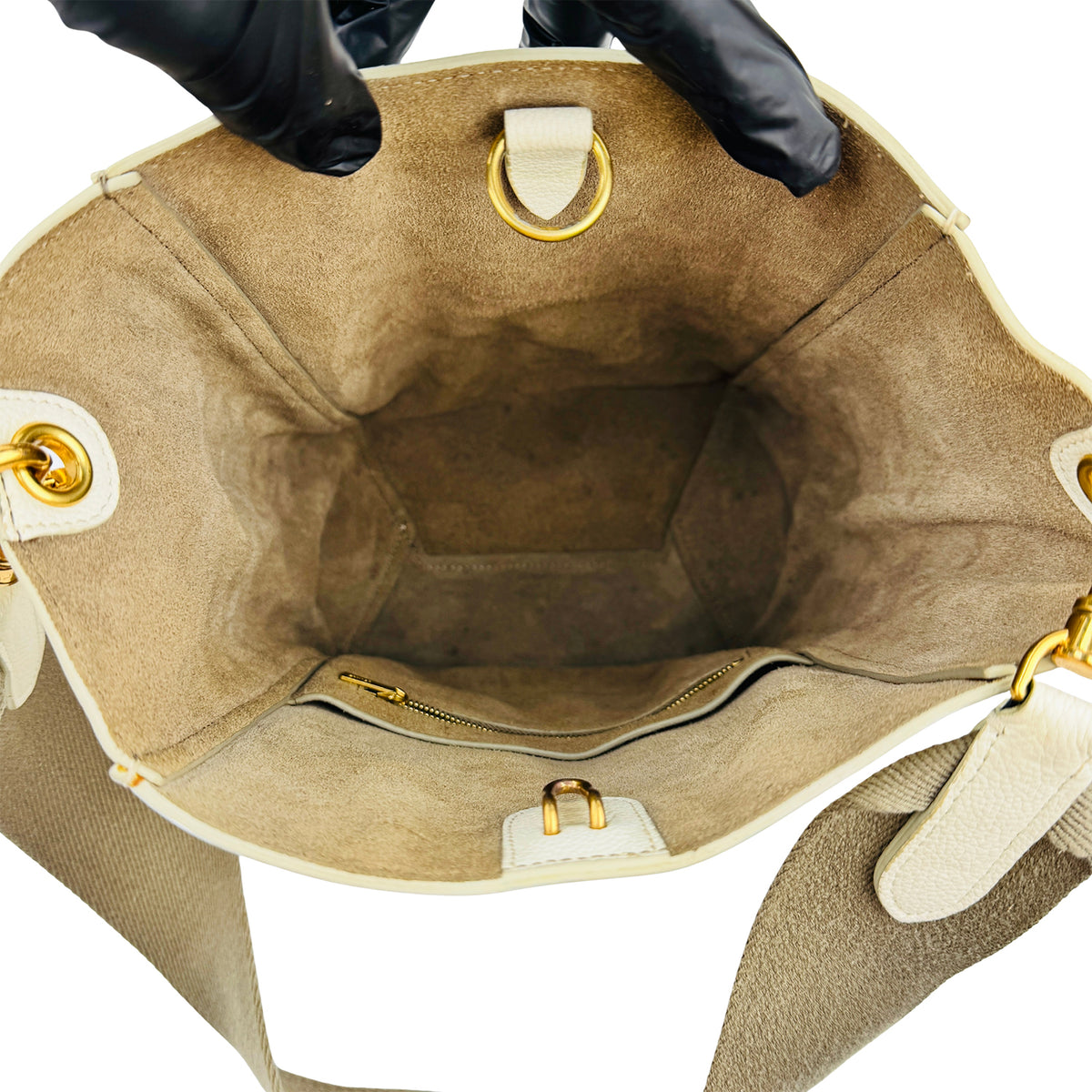 Celine Seau Sangle White Bucket Bag