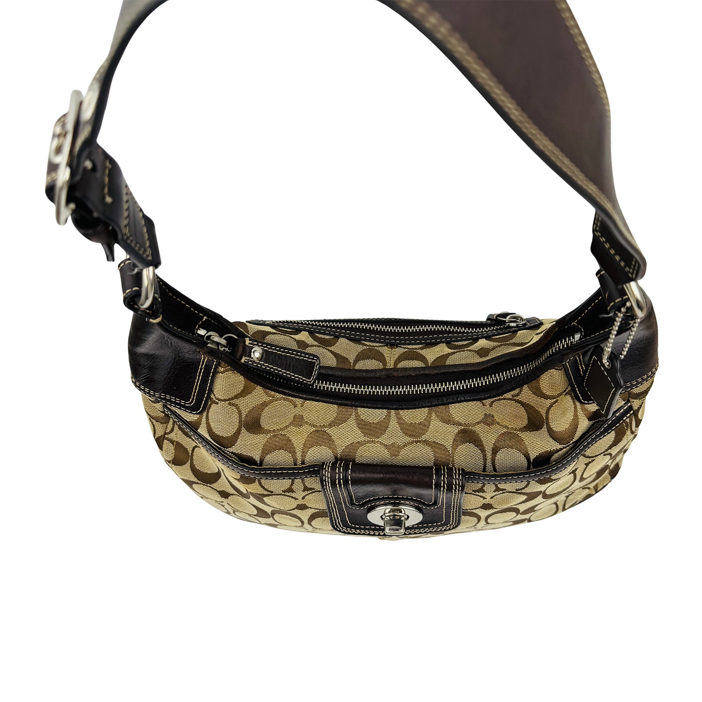 Coach Signature Jacquard Turnlock Hobo Shoulder Bag