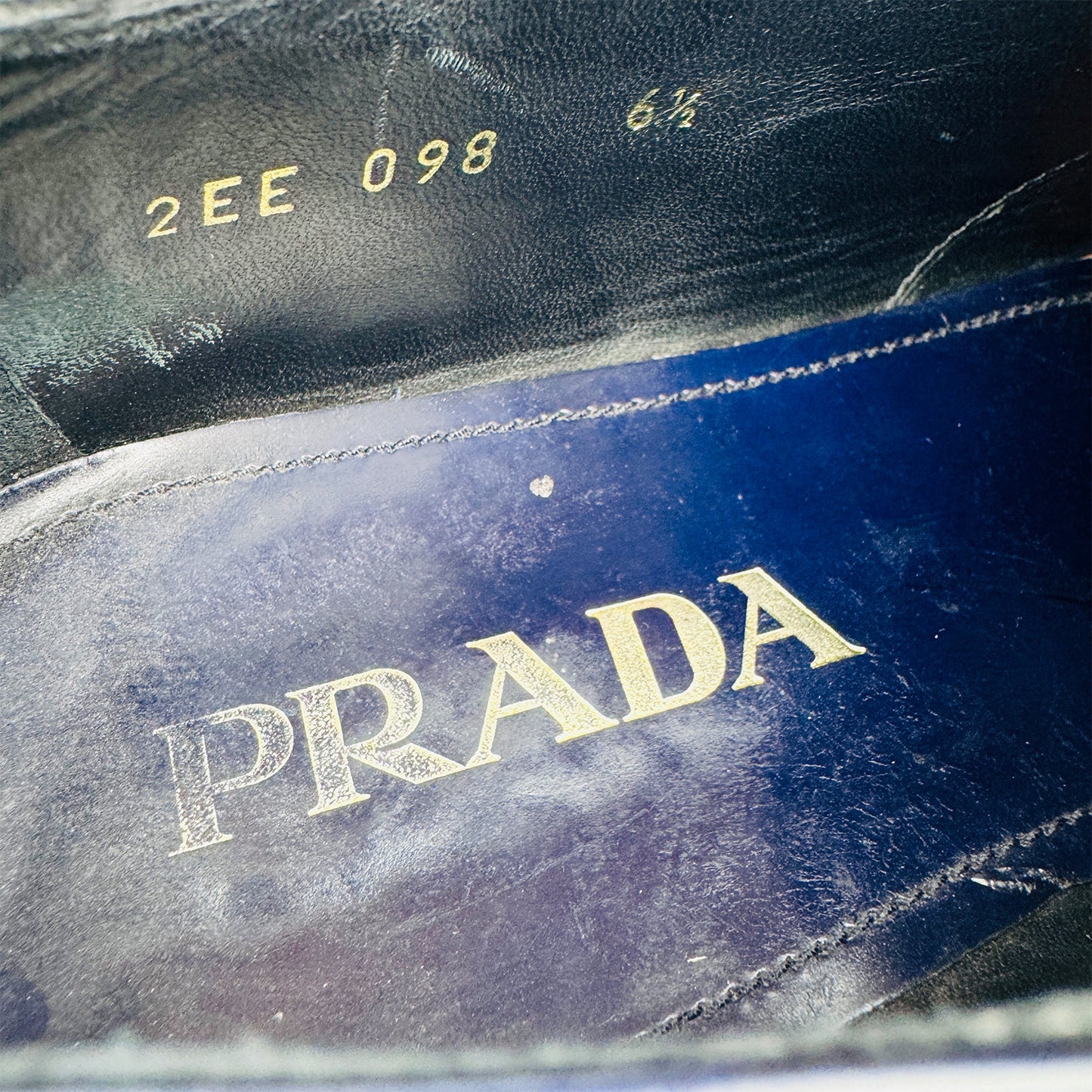 Prada Men's Air Sole Brogues Blue Black Shoes (Size 41/41.5) - 2EE098