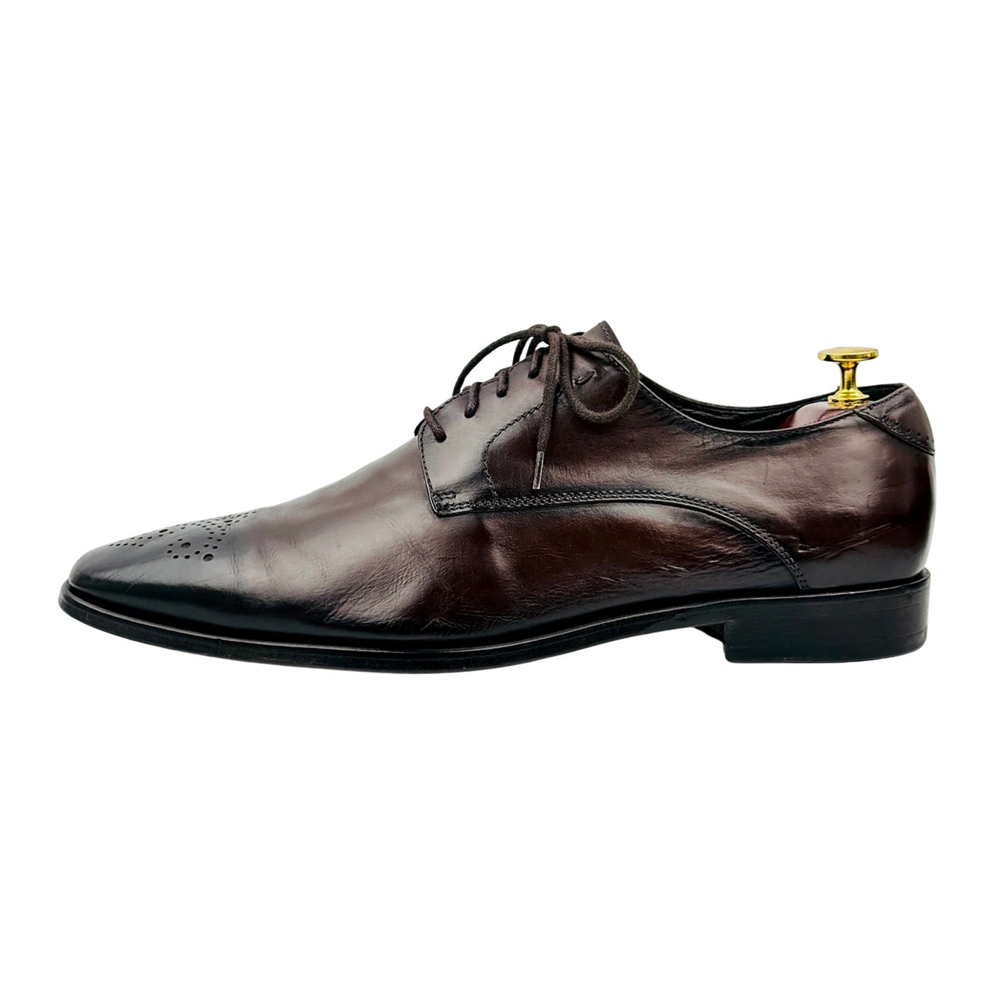 Curatore Men's Dark Brown Leather Oxford Shoes (Size 44.5)